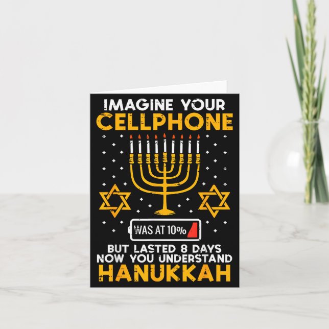 Hanukkah Imagine Your Cellphone Chanukah Jew Men W Card (Front)