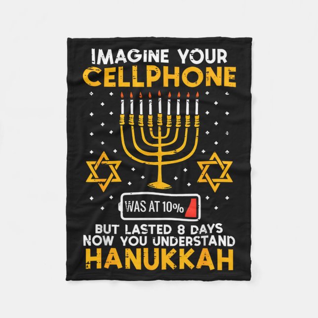Hanukkah Imagine Your Cellphone Chanukah Jew Men W Fleece Blanket (Front)
