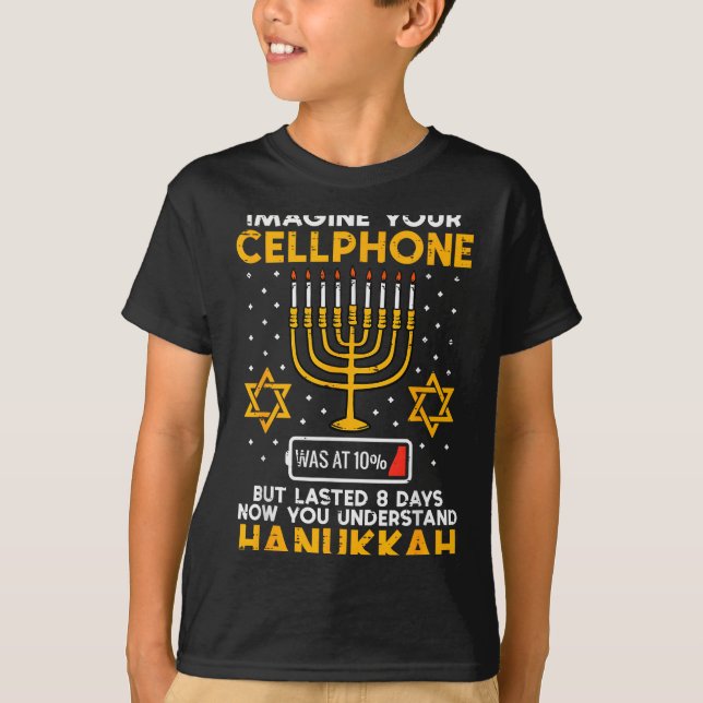 Hanukkah Imagine Your Cellphone Chanukah Jew Men W T-Shirt (Front)