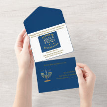 Hanukkah Invitation Dark Blue For Special Day