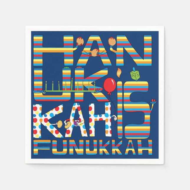 Hanukkah Is Funukkah Stripes Napkin (Front)