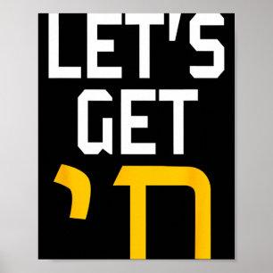 Hanukkah Jew Hebrew Word Lets Get Chai Poster