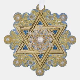Hanukkah Jewelled Snowflake Ornament Card