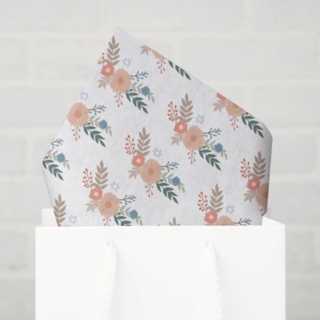 Hanukkah Jewish Bat Mitzvah Florals Hand-drawn Set Tissue Paper (Gift Bag)