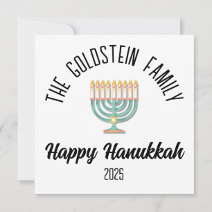 Hanukkah Jewish Chanuka Personalised Family Name Holiday Card