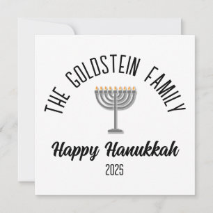 Hanukkah Jewish Chanuka Personalised Family Name Holiday Card