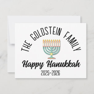 Hanukkah Jewish Chanuka Personalised Family Name Holiday Card