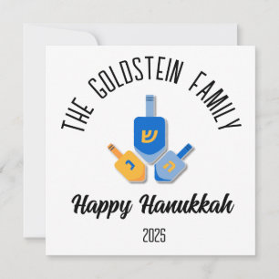 Hanukkah Jewish Chanuka Personalised Family Name Holiday Card