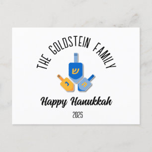 Hanukkah Jewish Chanuka Personalised Family Name Holiday Postcard