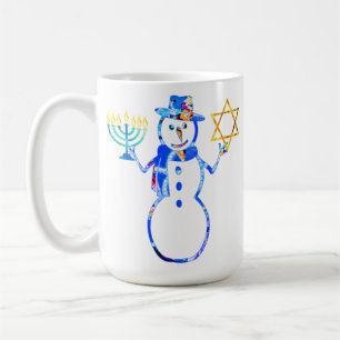 Hanukkah Jewish cute snowman Menorah Star of David Coffee Mug