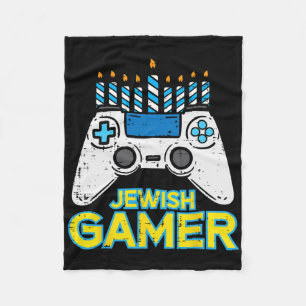 Hanukkah Jewish Gamer Chanukah Video Game Men Boys Fleece Blanket