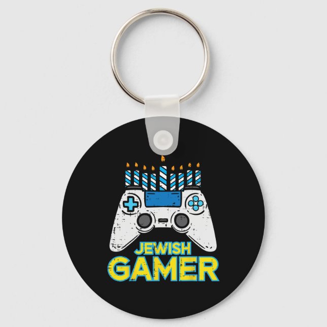 Hanukkah Jewish Gamer Chanukah Video Game Men Boys Key Ring (Front)