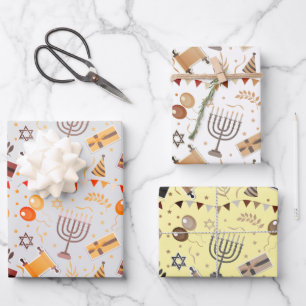 Hanukkah Jewish Holiday Classic Symbols  Wrapping Paper Sheet