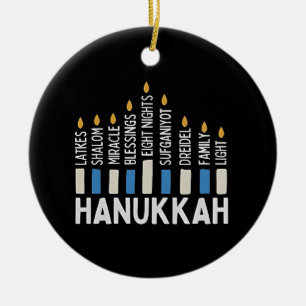 Hanukkah Jewish Holiday Menorah Jew Ceramic Tree Decoration