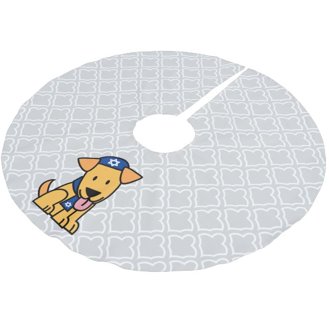 Hanukkah Jewish Labrador Retriever Puppy Dog Brushed Polyester Tree Skirt (Angled)