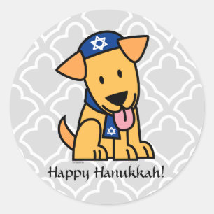 Hanukkah Jewish Labrador Retriever Puppy Dog Classic Round Sticker