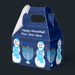 Hanukkah Jewish Snowman Blue Menorah Childrens Favour Box<br><div class="desc">Personalise this now! Custom text and a design fun for kids or adults will make these little favour boxes pop at your Hanukkah party. Tuck Chanukkah stickers, holiday pencils and chocolate gelt in each and use as part of the table decorations. Many more coordinating products are available with this cute...</div>