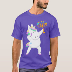 Hanukkah Jewnicorn Unicorn Menorah Star Of David F T-Shirt