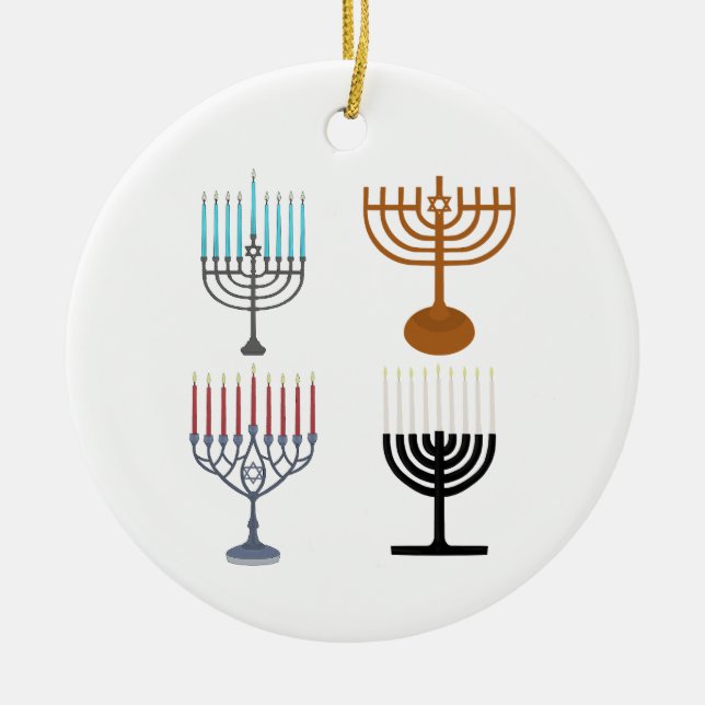 Hanukkah Judaism Jew Religion Ceramic Tree Decoration (Front)