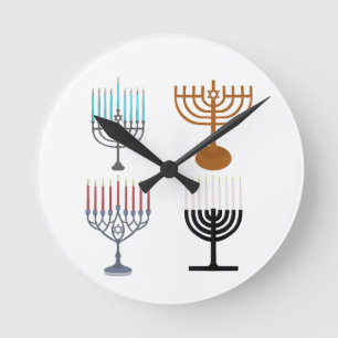 Hanukkah Judaism Jew Religion Round Clock