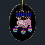 Hanukkah Kitty Ceramic Tree Decoration<br><div class="desc">Adorable Happy Hanukkah Kitty spinning fun dreidels in front of a traditional Jewish menorah is perfect for Chanukah gifts and gift ideas for the holidays.</div>