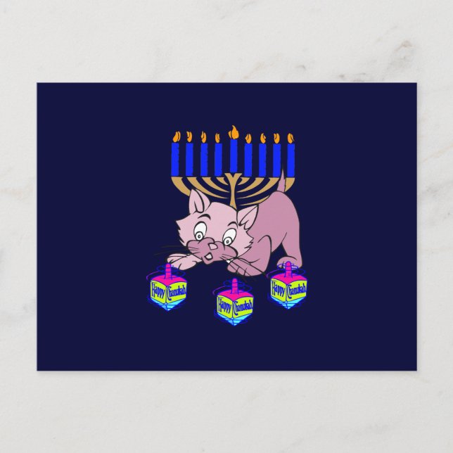 Hanukkah Kitty Holiday Postcard (Front)