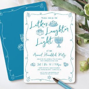Hanukkah Latke Laughter Light Fun Doodle Whimsical Invitation