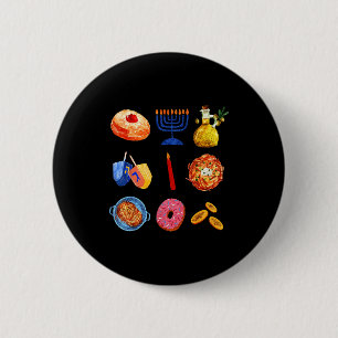 Hanukkah Latke Menorah Dreidel Donut Chanukah Jewi 6 Cm Round Badge