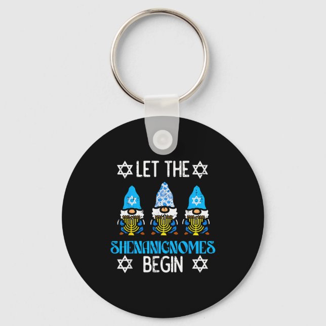 Hanukkah Let Shenanignome Begin Chanukah Gnome Men Key Ring (Front)