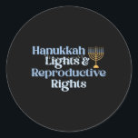 Hanukkah Lights And Reproductive Rights Feminist X Classic Round Sticker<br><div class="desc">Hanukkah Lights And Reproductive Rights Feminist Xmas Women</div>