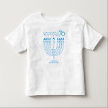 Hanukkah Lights Festival Anniversary 70 Toddler T-Shirt<br><div class="desc">Happy Hanukkah Festival of Lights Anniversary 70th Celebration concept design for Clothing & Shoes > Toddler (12M-5T) > Toddler Tops & T-Shirts . Trendy design Israeli flag blue colour, traditional Chanukah symbols - wooden dreidels (spinning top), doughnuts, Hanukkiah - menorah, candles, Blue star of David, Israeli flag blue colour, and...</div>