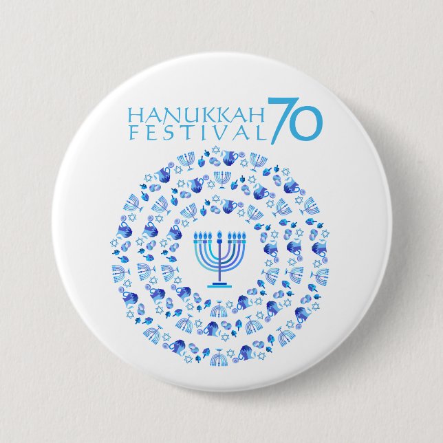 Hanukkah Lights Festival Anniversary 70th 7.5 Cm Round Badge (Front)
