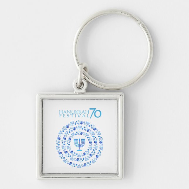 Hanukkah Lights Festival Anniversary 70th Key Ring (Front)