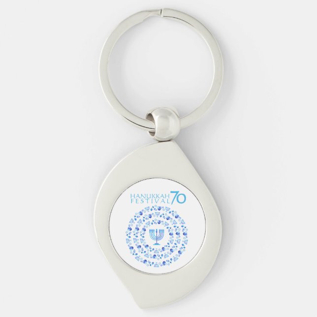 Hanukkah Lights Festival Anniversary 70th Key Ring (Front)