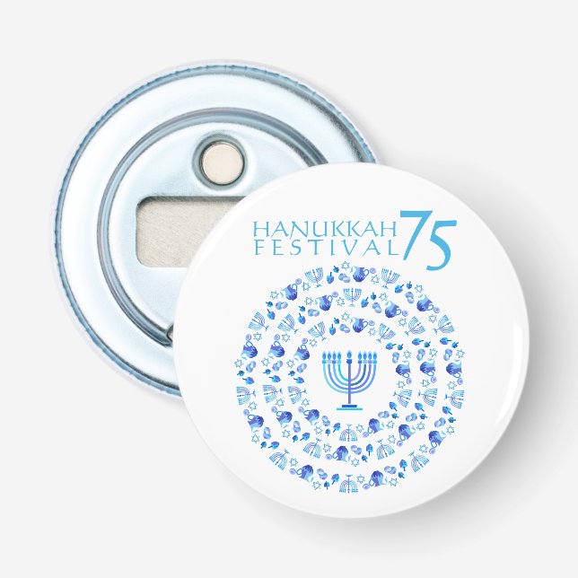 Hanukkah Lights Festival Anniversary 75th Bottle Opener (Front)