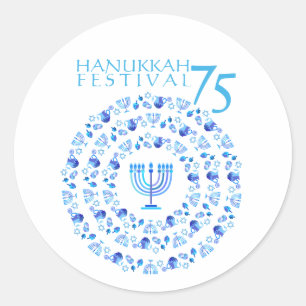 Hanukkah Lights Festival Anniversary 75th Classic Round Sticker