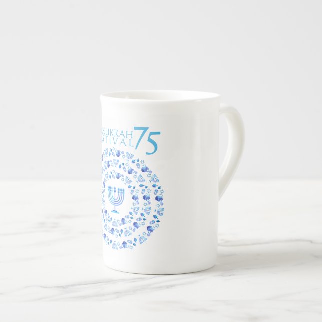 Hanukkah Lights Festival Anniversary 7th Bone Chin Bone China Mug (Front Right)