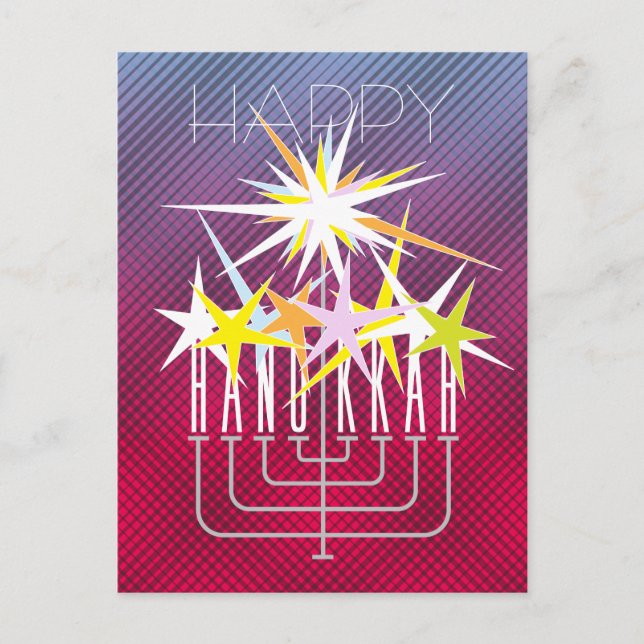 HANUKKAH LIGHTS HOLIDAY POSTCARD (Front)