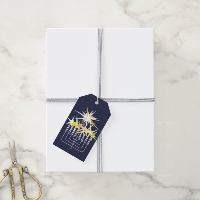 HANUKKAH LIGHTS MENORAH GIFT TAGS (With Twine)