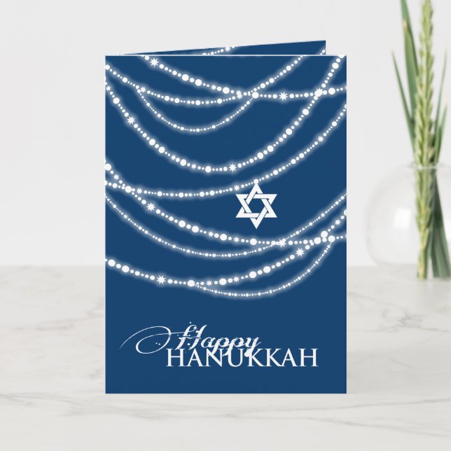 Hanukkah Lights Sparkles Holiday Photo Greetings (Front)