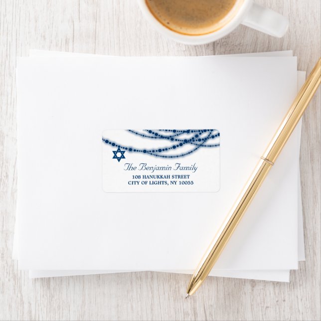 Hanukkah Lights Sparkles Holiday Return Address Label (Insitu)