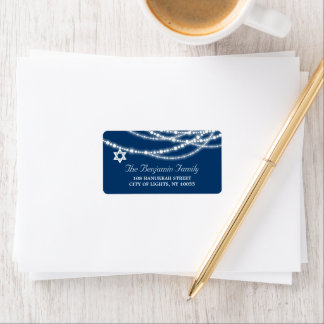 Hanukkah Lights Sparkles Holiday Return Address Label