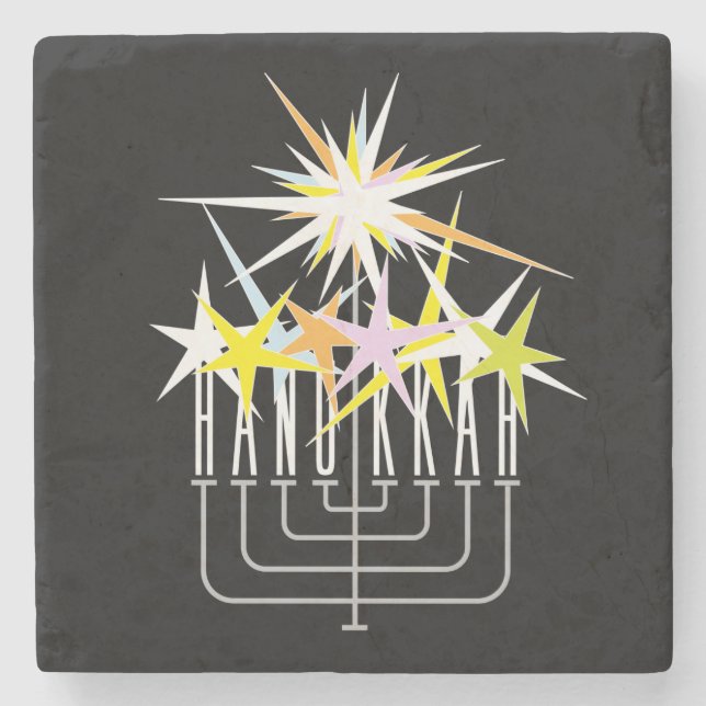 Hanukkah Lights Stone Coaster (Front)