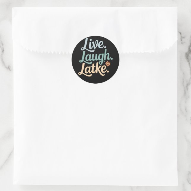 Hanukkah Live Laugh Latke Funny Holiday Family Classic Round Sticker (Bag)