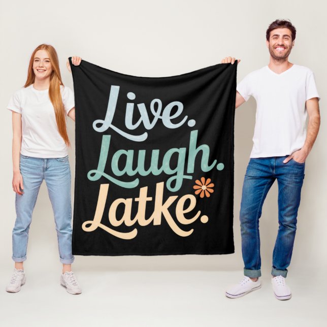 Hanukkah Live Laugh Latke Funny Holiday Family Fleece Blanket (In Situ)