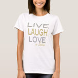 Hanukkah "Live Laugh Love a Latke" Gold/Silver Top<br><div class="desc">Hanukkah "Live Laugh Love a Latke" Gold/Silver Top Choose from over 155 shirt styles and sizes for this design. Style: Women's Bella Canvas Flowy Circle Top Feel the flow in the open neckline Bella Flowy top. Made with the right mix of casual and sexy style, this top will feel great,...</div>