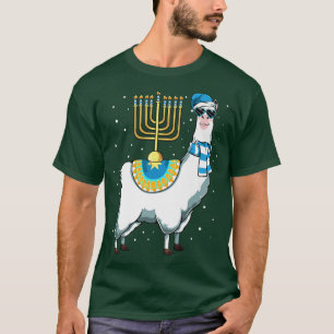 Hanukkah Llama Chanukah Menorah Cute Happy Adorabl T-Shirt