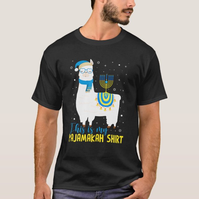 Hanukkah Llama Christmas Happy Llamakah Pajamas Fu T-Shirt (Front)