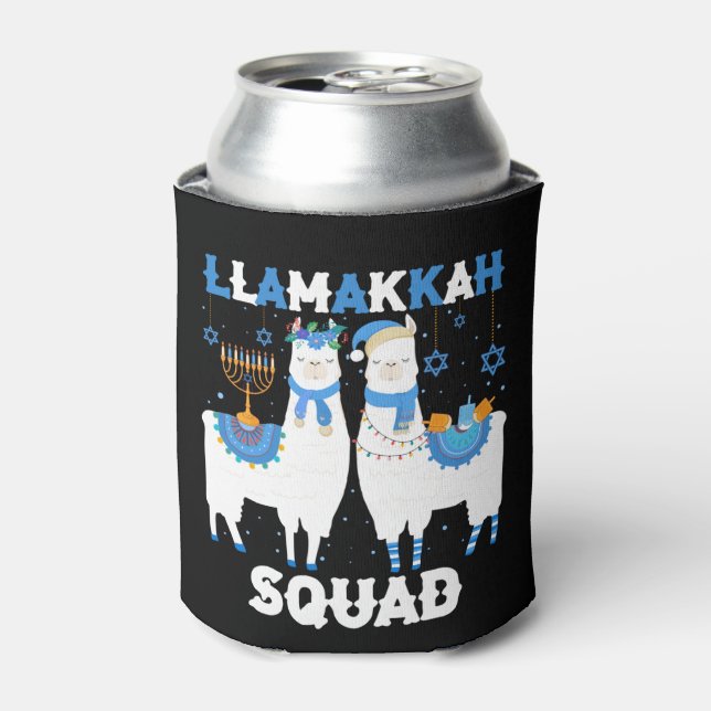 Hanukkah Llama Christmas Happy Llamakah Squad Cute Can Cooler (Can Front)