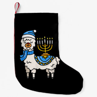 Hanukkah Llama Menorah Chanukah Alpaca Cute Gift Small Christmas Stocking